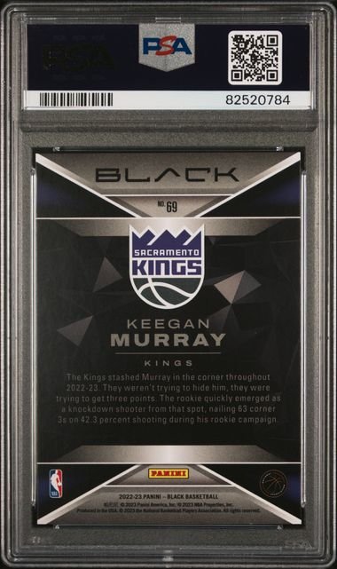 Graded 2022 Panini Black Keegan Murray #69 /35 Copper Rookie RC Basketball Card PSA 10 Gem Mint