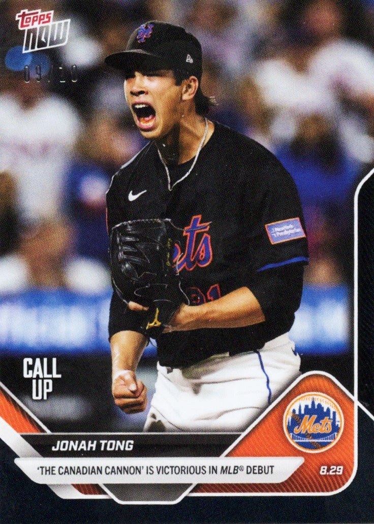 2025 Topps Now Jonah Tong #628 Black Foil /10 New York Mets Rookie RC Baseball Card