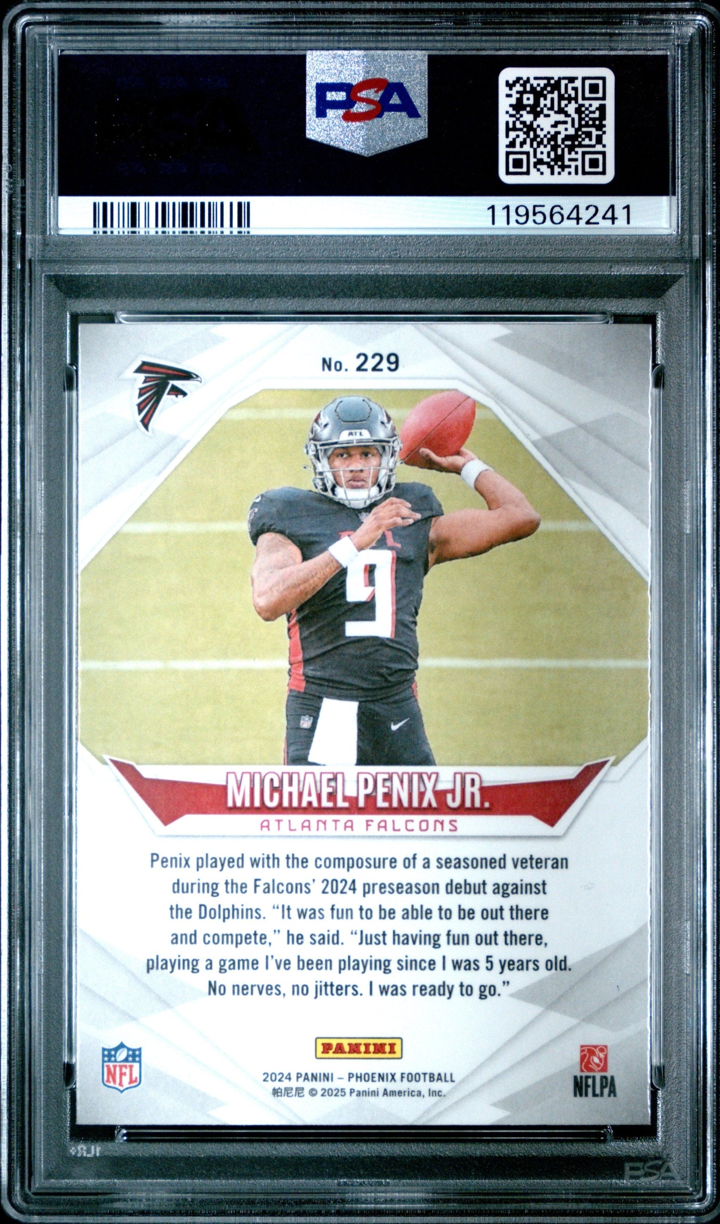 Graded 2024 Panini Phoenix Michael Penix Jr #229 Rookie RC Football Card PSA 10 Gem Mint