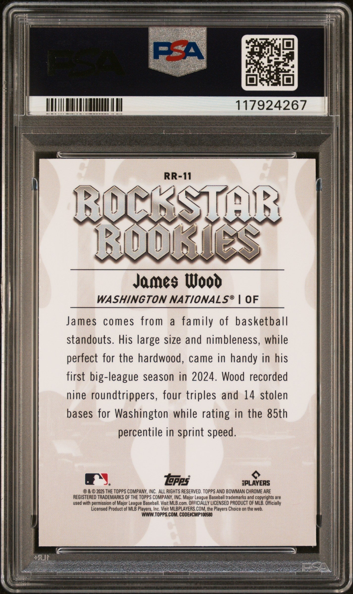 Graded 2025 Topps Bowman James Wood #RR11 Rockstar Rookies Rookie RC Baseball Card PSA 10 Gem Mint