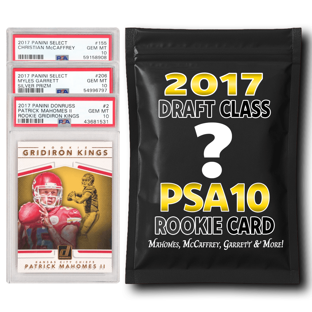 PSA 10 Graded 2017 NFL Rookie Card Mystery Pack (Mahomes, McCaffrey, Garrett, Watt & More!)