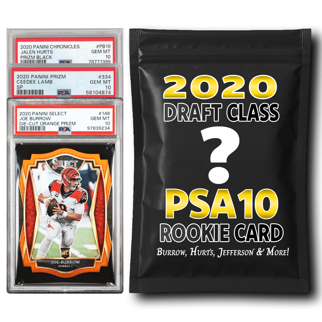 PSA 10 Graded 2020 NFL Rookie Card Mystery Pack (Burrow, Hurts, Jefferson, Lamb & More!)