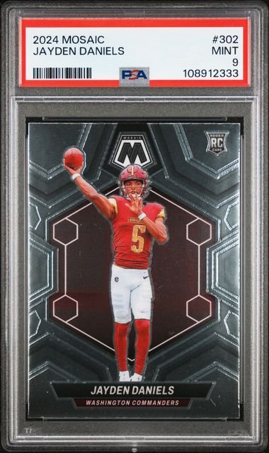 Graded 2024 Panini Mosaic Jayden Daniels #302 Rookie RC Football Card PSA 9 Mint