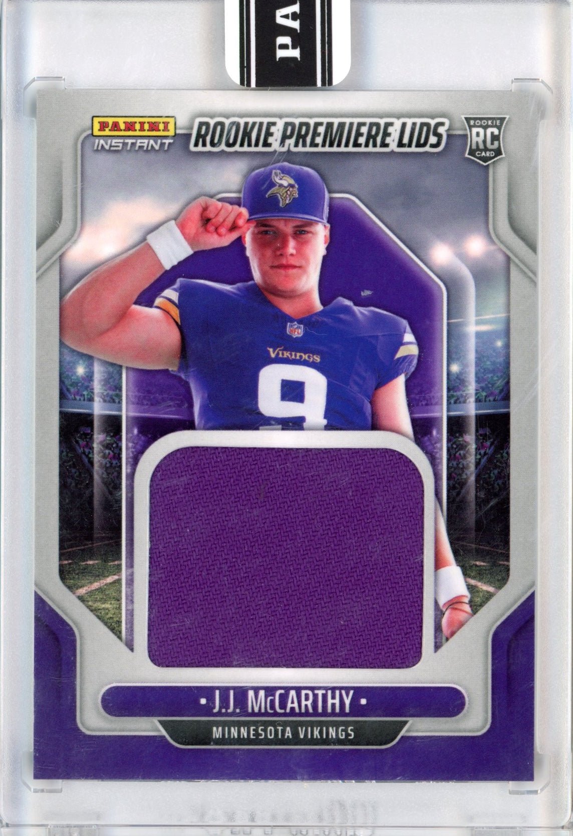 2024 Panini Instant JJ McCarthy #RPL-18 Rookie Premiere Lids /10 Rookie RC Football Card