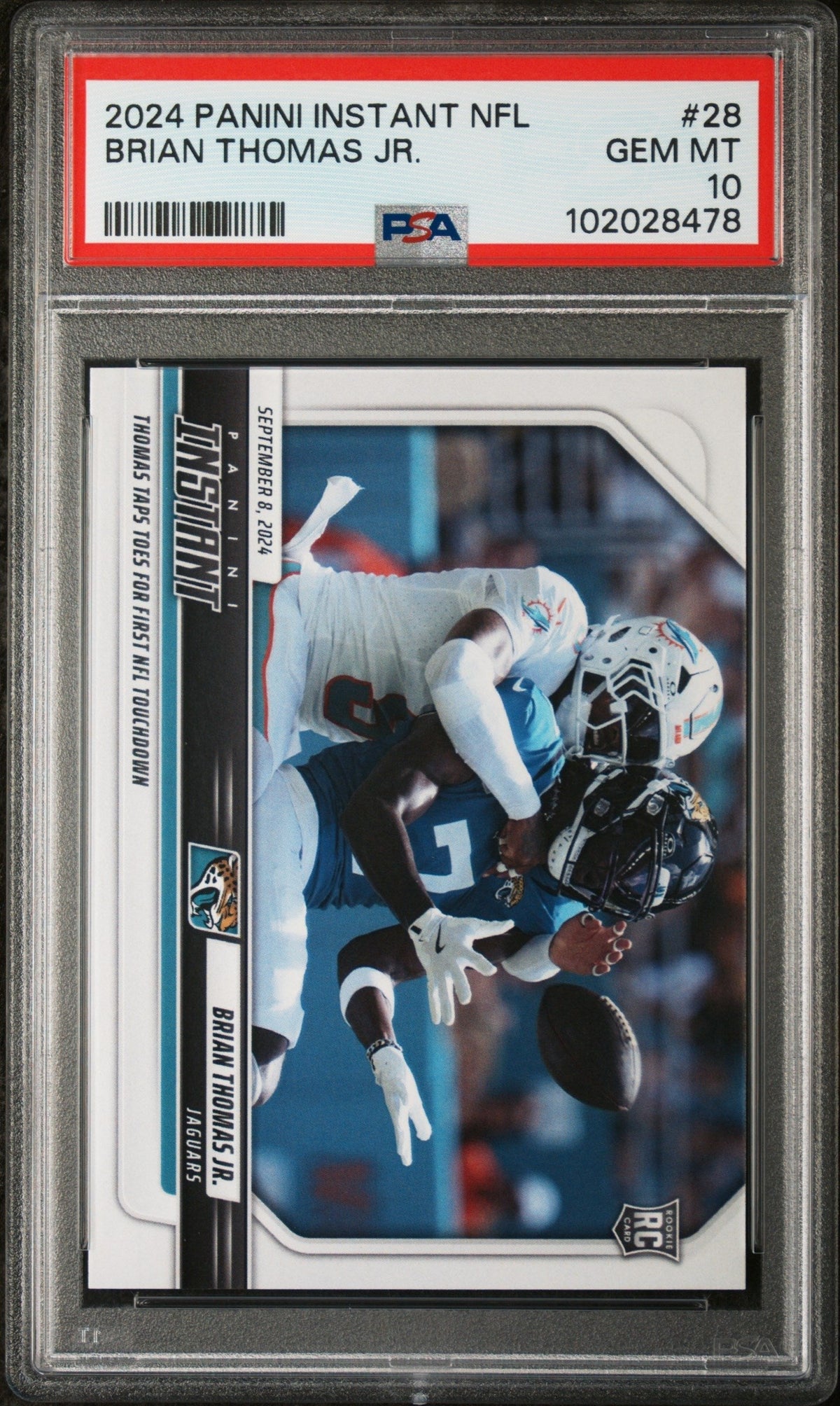 Graded 2024 Panini Instant NFL Brian Thomas Jr #28 Rookie RC Football Card PSA 10 Gem Mint