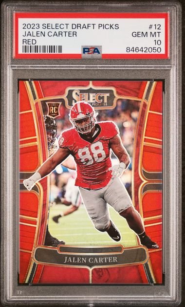 Graded 2023 Panini Select DP Jalen Carter #12 Red Rookie RC Football Card PSA 10 Gem Mint