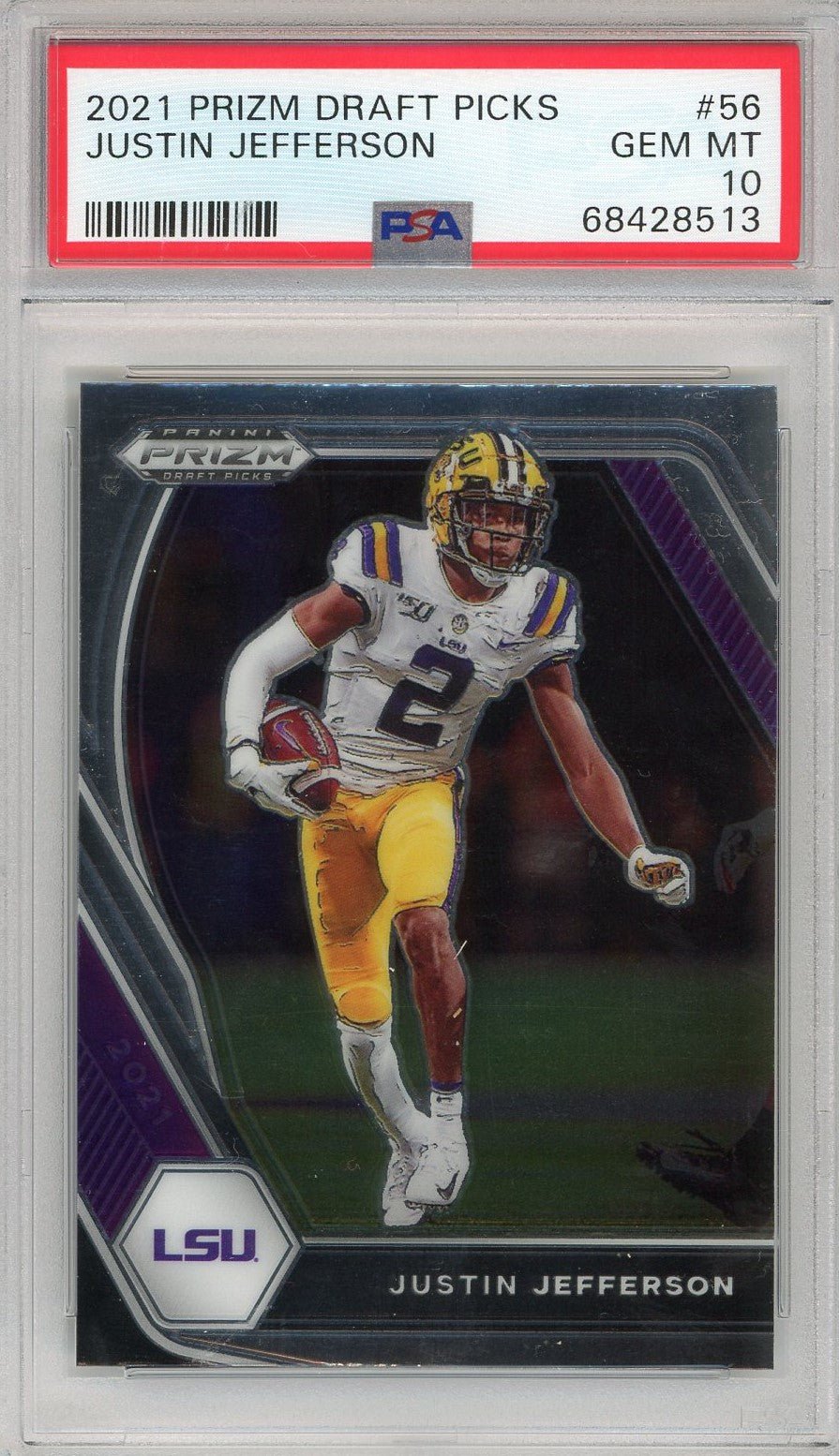Graded 2021 Prizm Draft Picks Justin Jefferson #56 Football Card PSA 10 Gem Mint