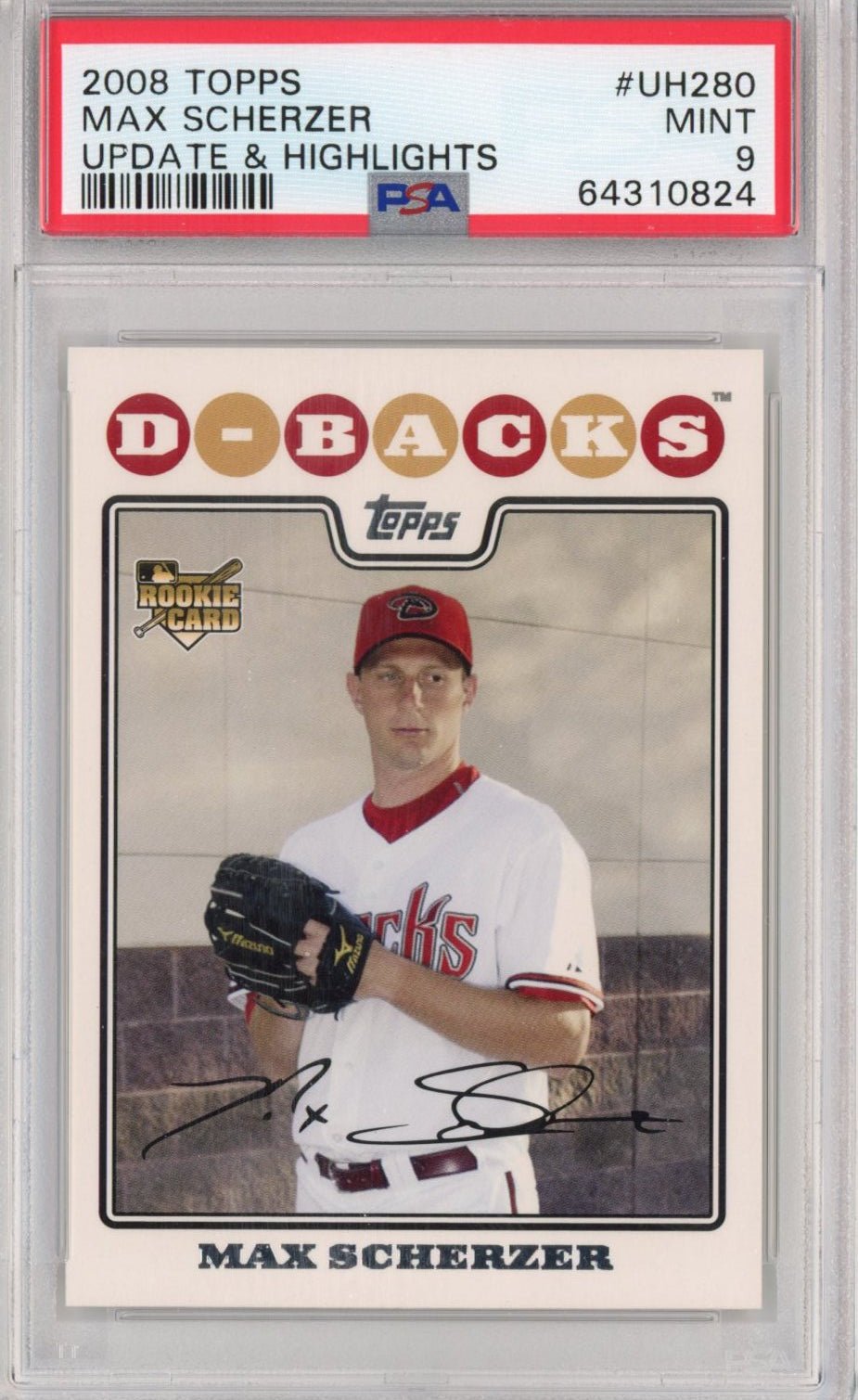 Graded 2008 Topps Update & Highlights Max Scherzer #UH280 Rookie RC Baseball Card PSA 9 Mint