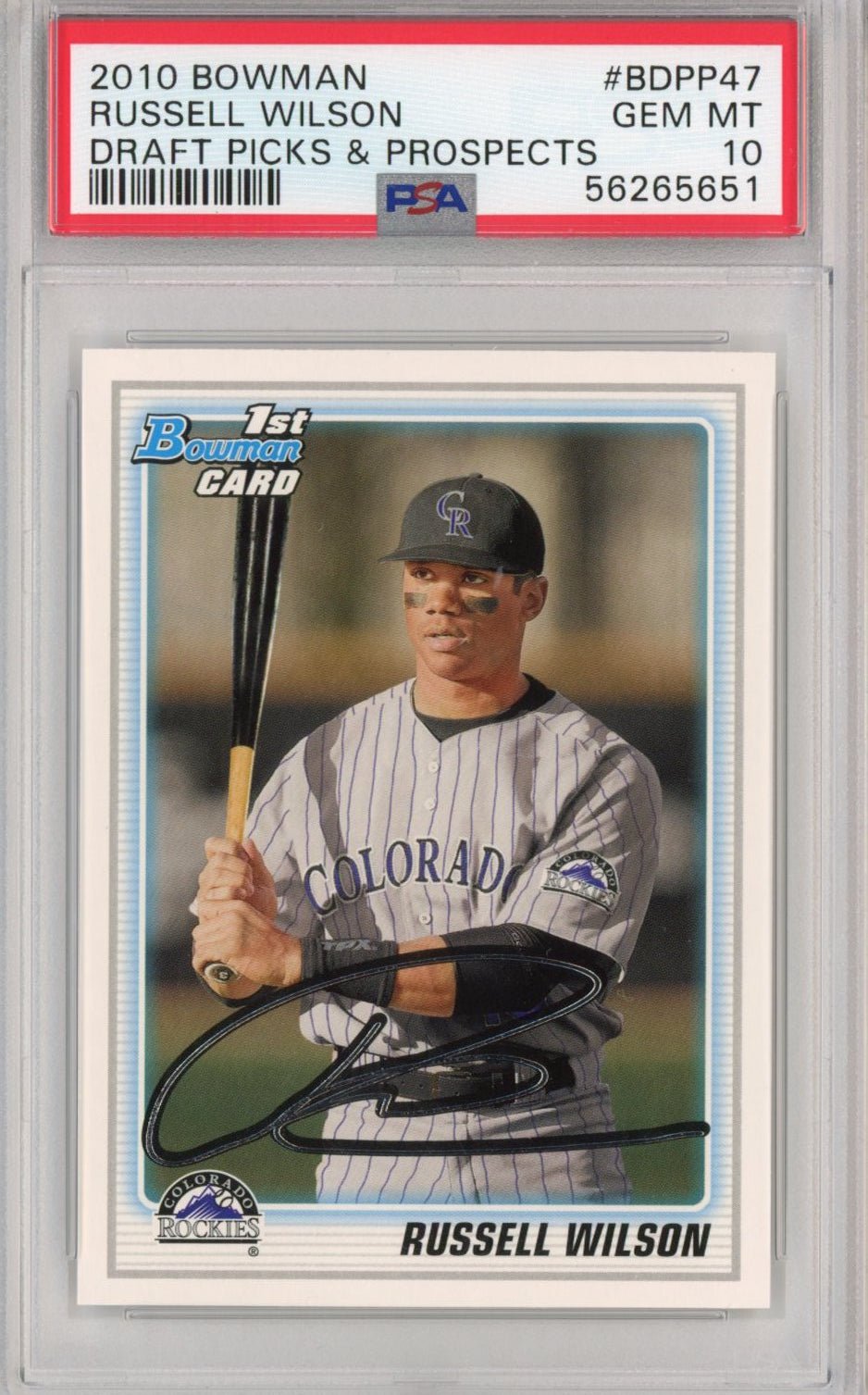 Graded 2010 Bowman Draft Picks & Prospects Russell Wilson #BDPP47 Rookie RC Football Card PSA 10 Gem Mint