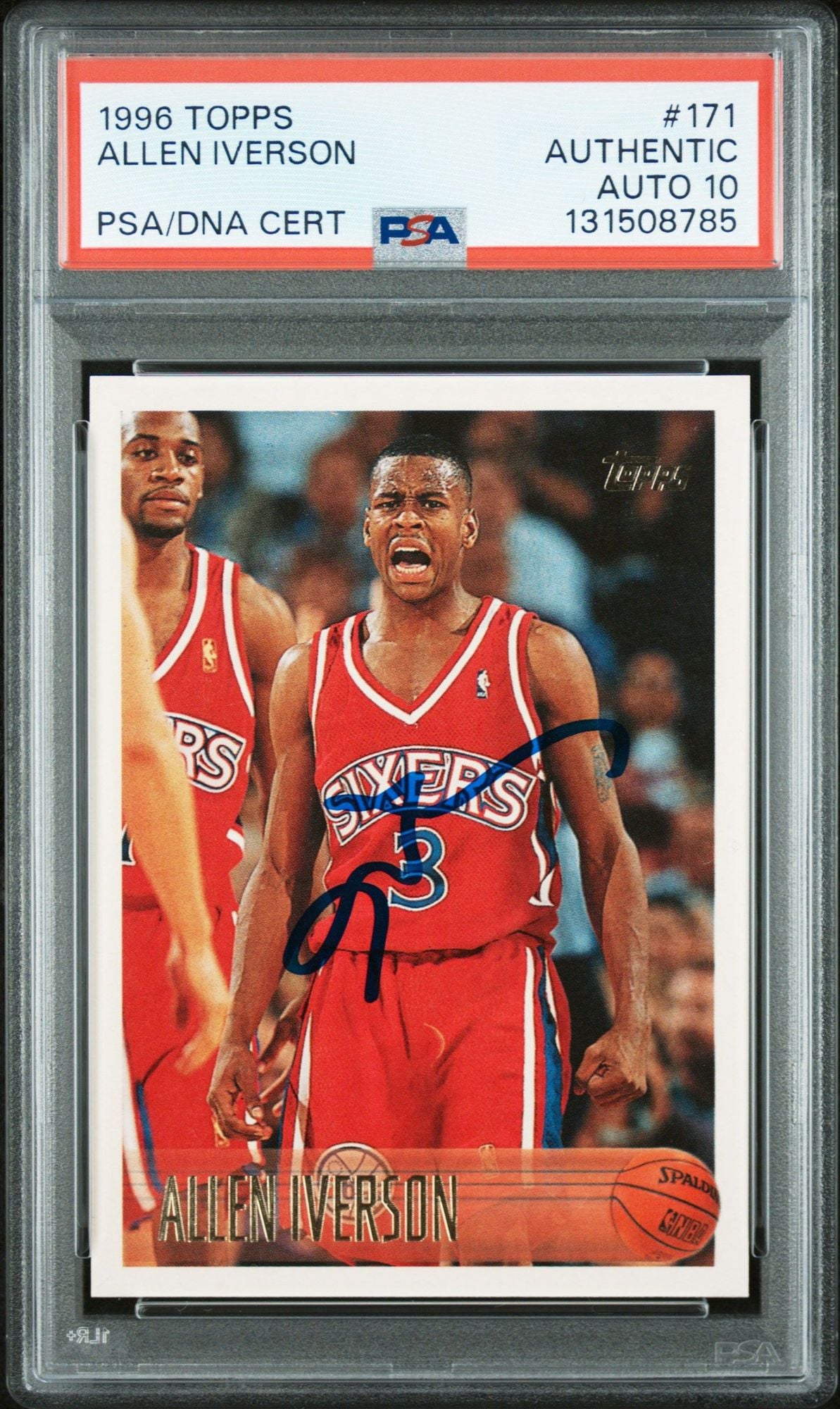 Graded 1996 Topps Allen Iverson #171 Rookie RC Basketball Card PSA 10 Auto Grade Gem Mint