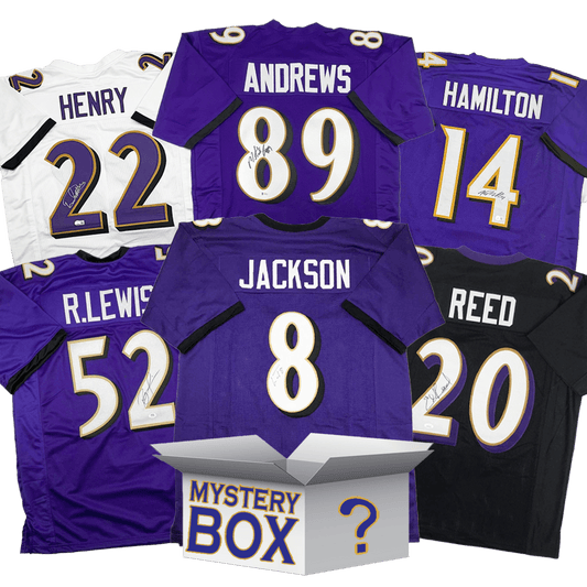Autographed/Signed Baltimore Football Jersey Mystery Box with PSA JSA or Beckett COA