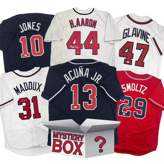 Autographed/Signed Atlanta Baseball Jersey Mystery Box with PSA JSA or Beckett COA