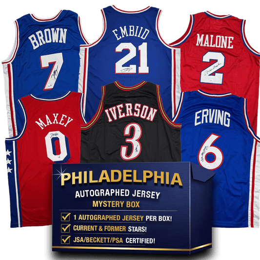 Autographed/Signed Philadelphia Basketball Jersey Mystery Box with PSA JSA or Beckett COA