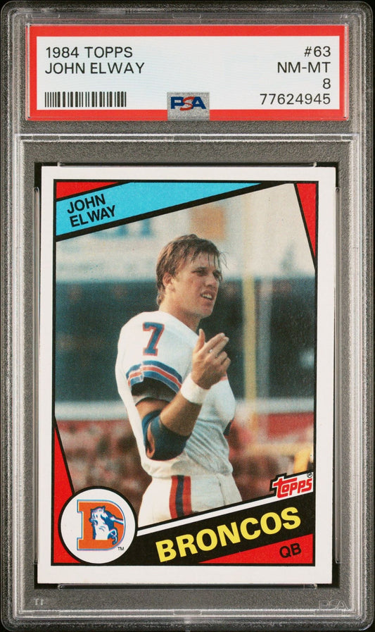 Graded 1984 Topps John Elway #63 Rookie RC Football Card PSA 8 NM-MT