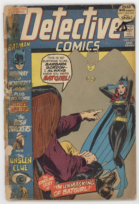Batman Detective Comics 422 DC 1971 PR FR Neal Adams Batgirl ID Revealed GGA