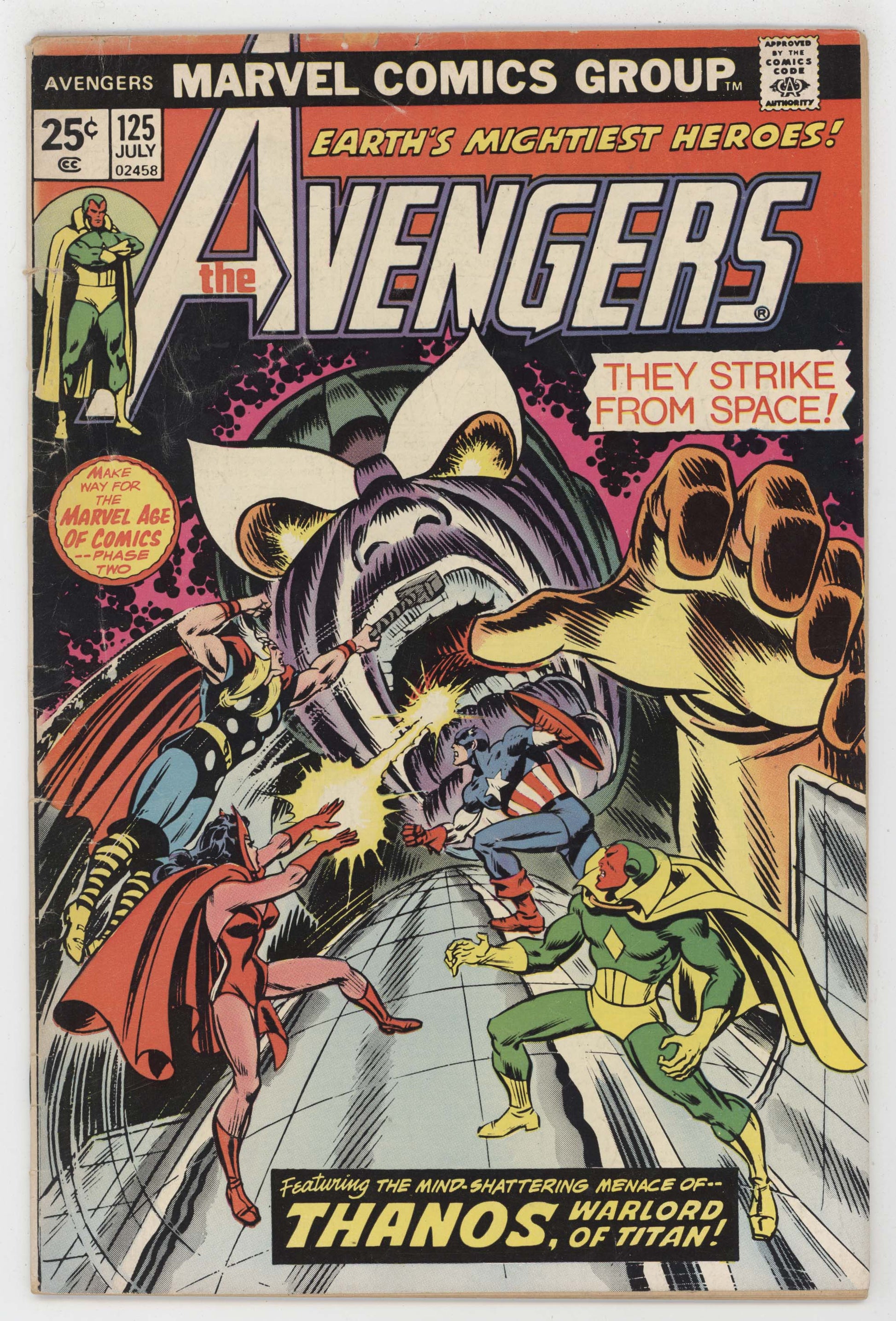 Avengers 125 Marvel 1974 VG Thanos Scarlet Witch Captain America Thor - Golden Apple Comics