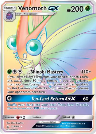 Venomoth GX (Secret) 216/214 - SM  Unbroken Bonds Holofoil