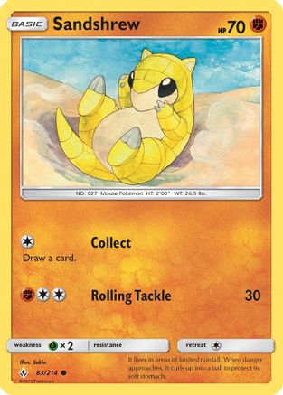 Sandshrew 083/214 - SM  Unbroken Bonds Reverse Holofoil