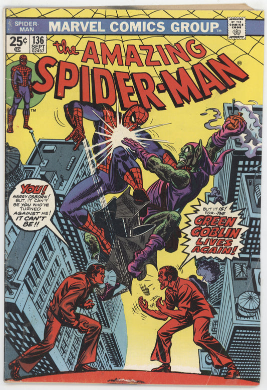 Amazing Spider-Man 136 Marvel 1974 FN VF 1st Green Goblin Harry Osborn