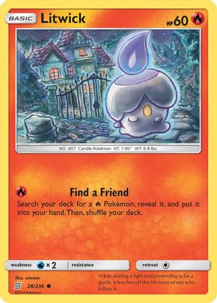 Litwick 028/236 - SM  Unified Minds Reverse Holofoil