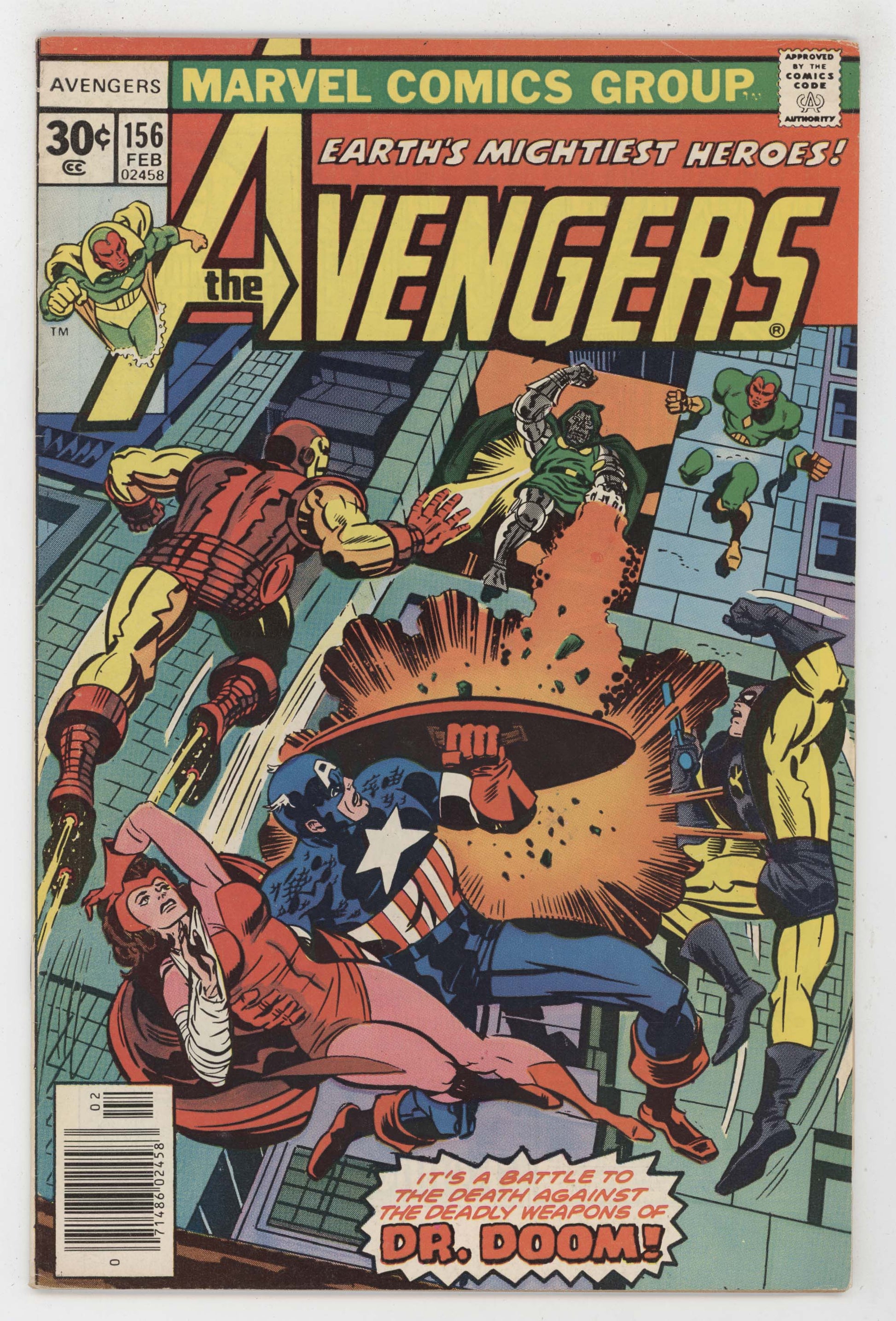 Avengers 156 Marvel 1977 VG FN Captain America Iron Man Scarlet Witch Jack Kirby - Golden Apple Comics