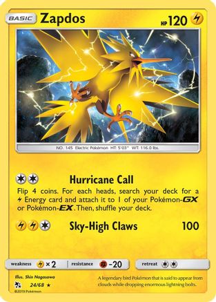 Zapdos 024/68 - Hidden Fates Reverse Holofoil