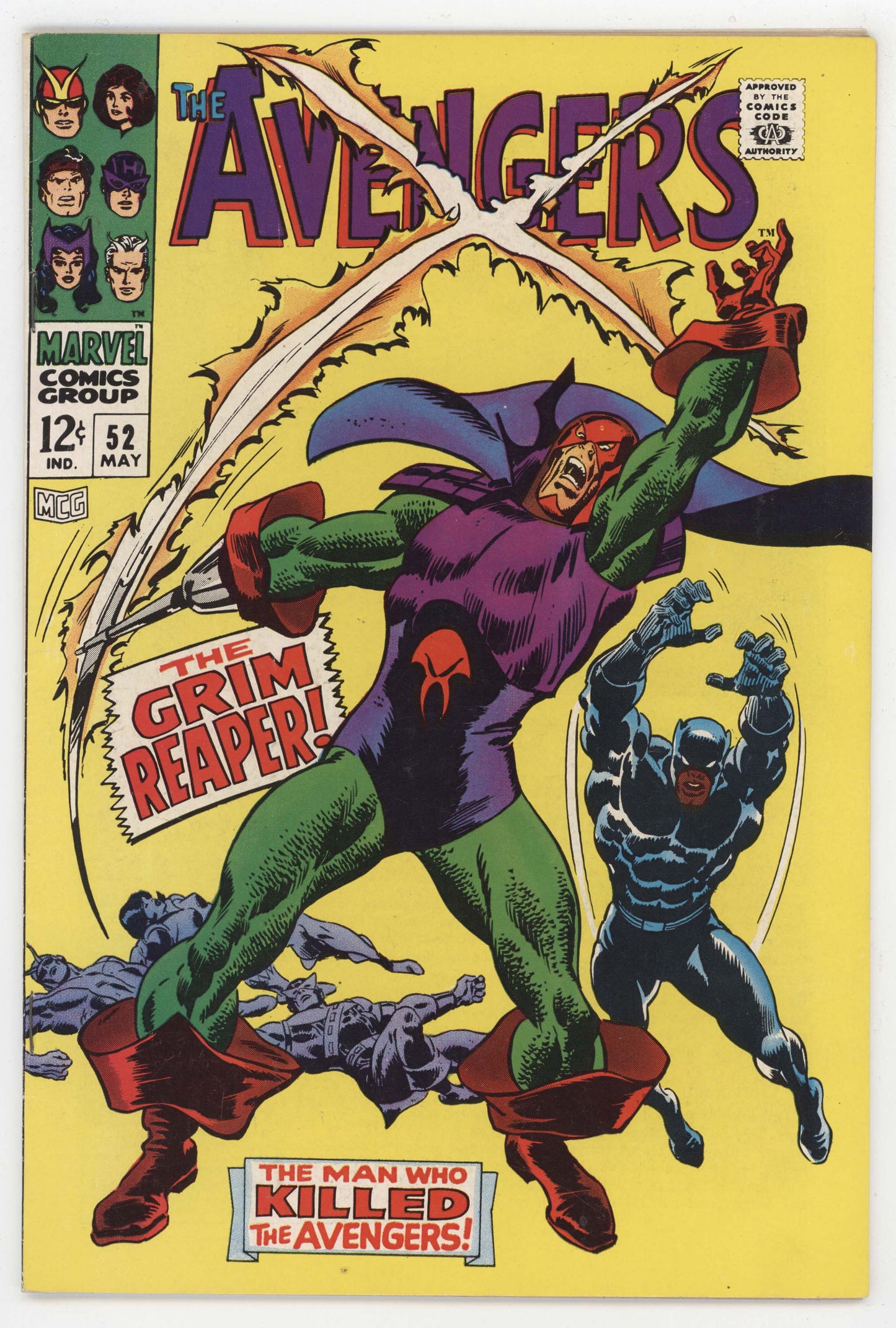 Avengers 52 Marvel 1968 VF Black Panther Hawkeye 1st Grim Reaper
