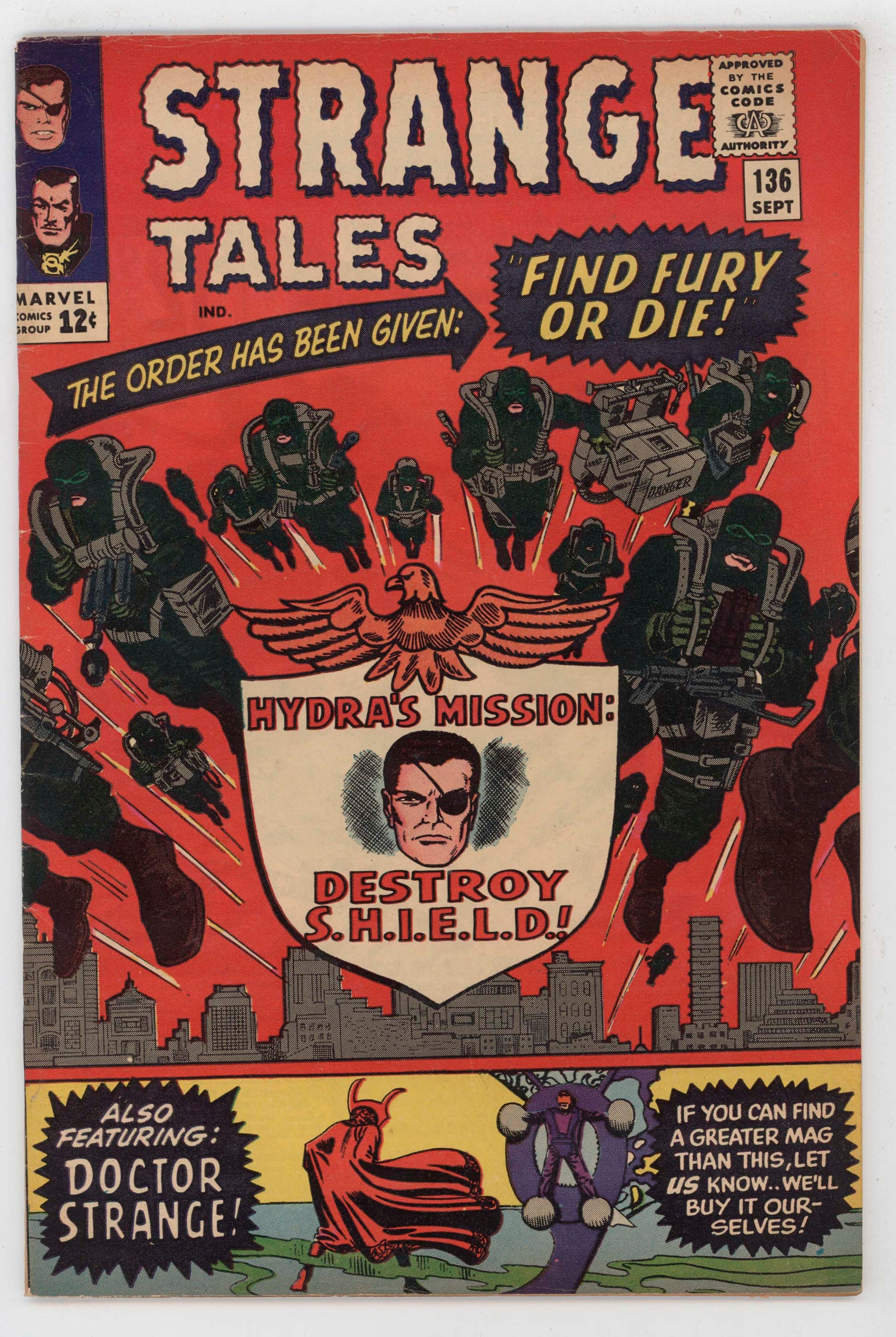 Strange Tales 136 Marvel 1965 FN Doctor Strange Nick Fury Hydra - Golden Apple Comics