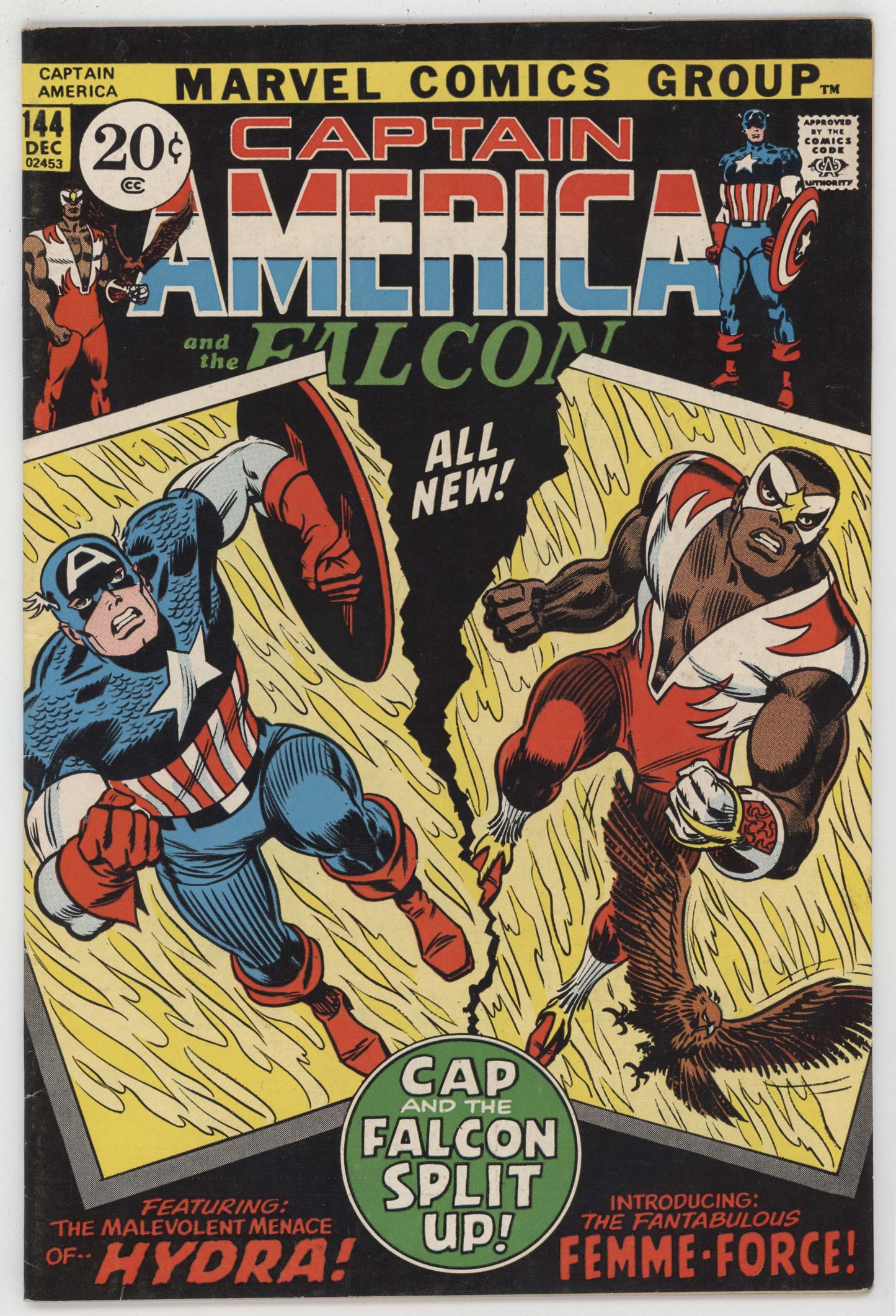 Captain America 144 Marvel 1971 FN VF John Romita Falcon New Costume