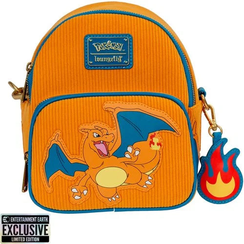 Pokemon Charizard Corduroy Convertible Mini-Backpack - Entertainment Earth Exclusive
