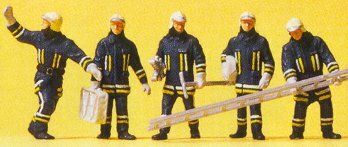 Preiser 10484 HO Scale Emergency - German Firefighters Unpainted Figure Set (5)