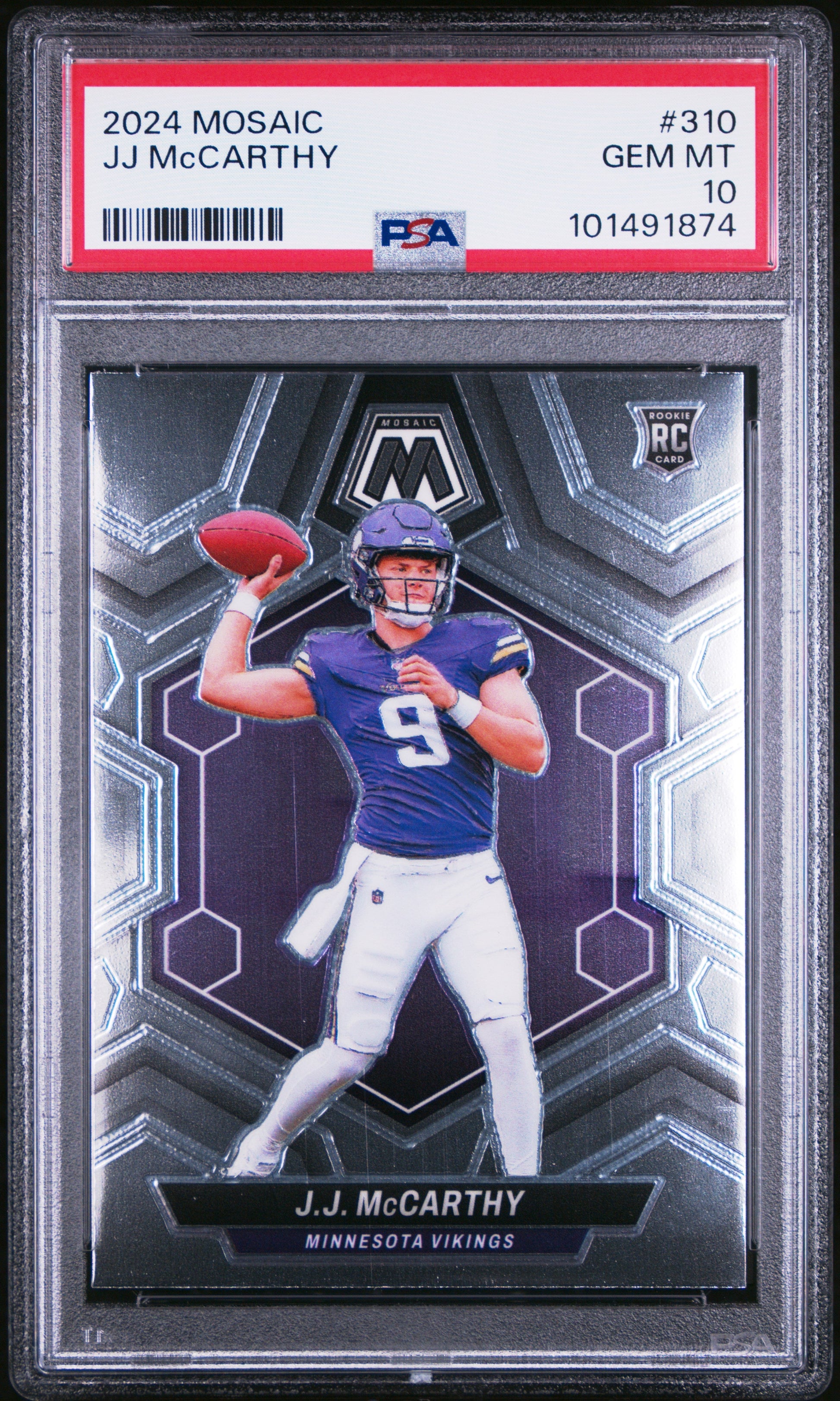 Graded 2024 Panini Mosaic JJ McCarthy #310 Rookie RC Football Card PSA 10 Gem Mint - Golden Apple Comics