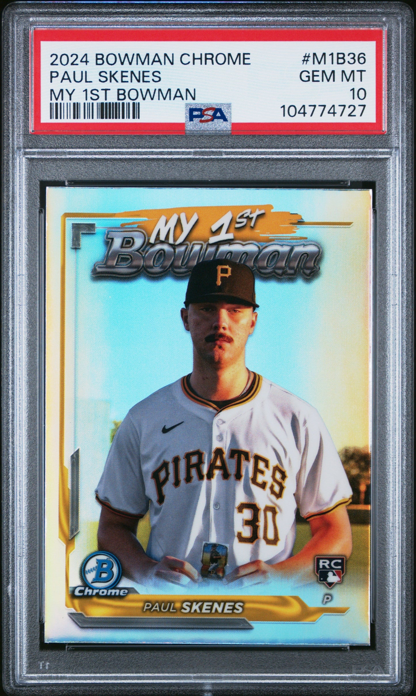 Graded 2024 Topps Bowman Chrome Paul Skenes #M1B36 My 1st Bowman Rookie RC Baseball Card PSA 10 Gem Mint