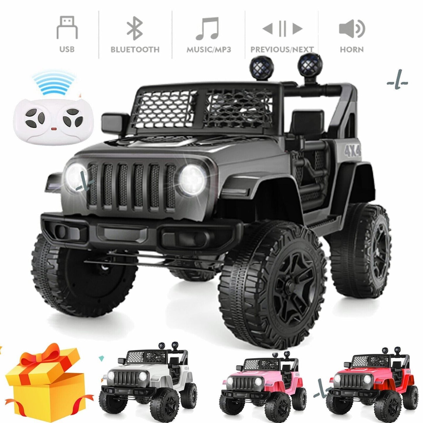 2-Seater 12V Electric Ride-On Car for Kids with Remote Control - Power Vehicle Toy Truck