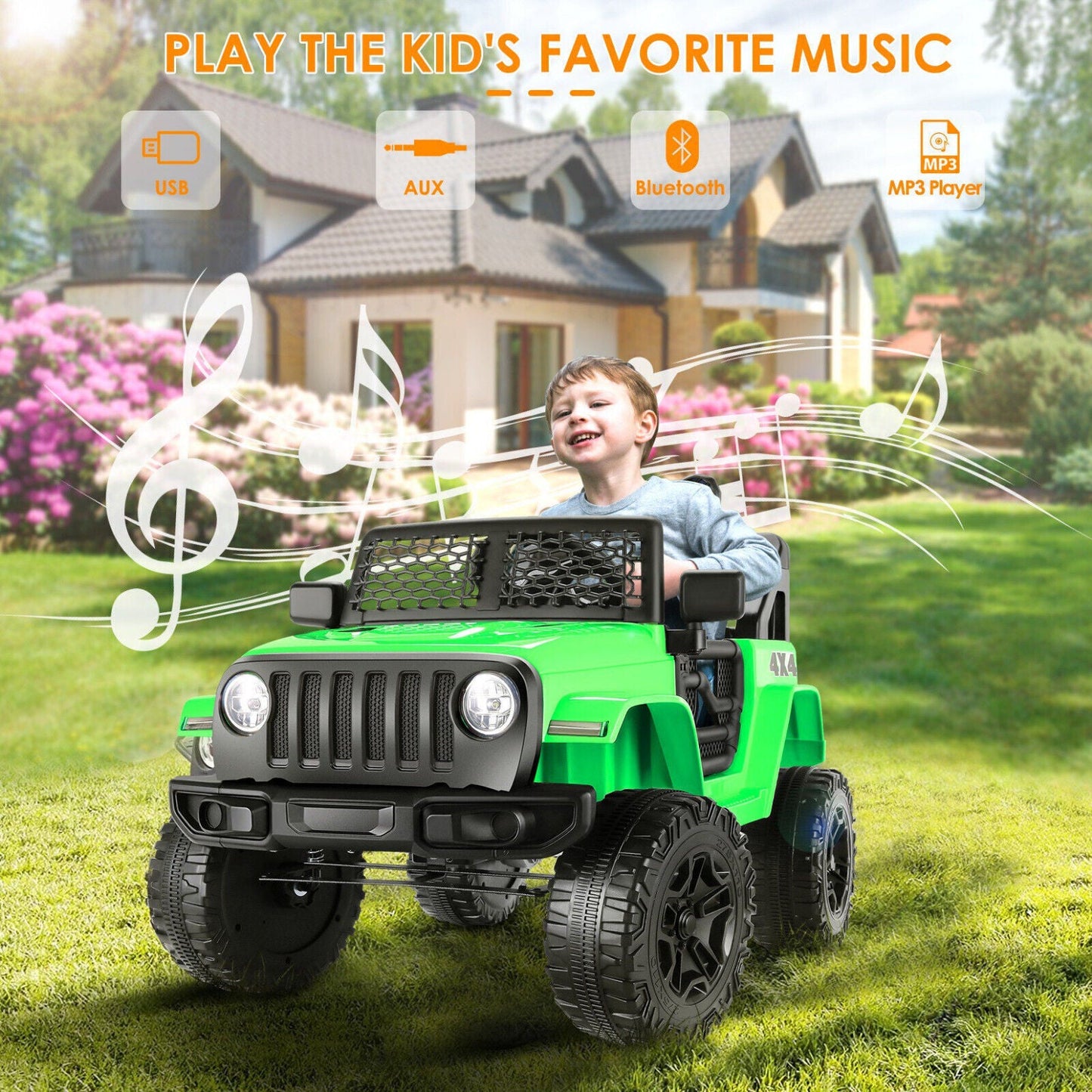 2-Seater 12V Electric Ride-On Car for Kids with Remote Control - Power Vehicle Toy Truck