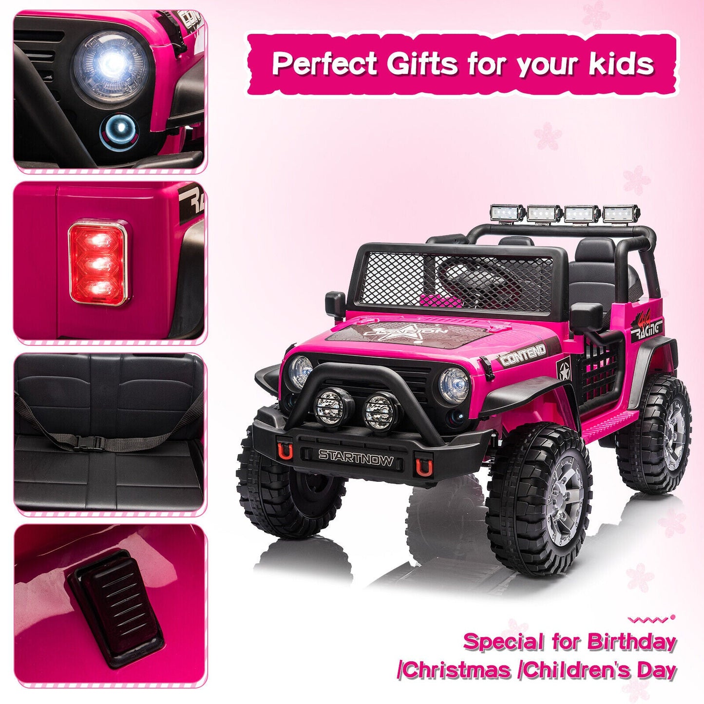2-Seater Electric Toy Jeep for Kids with Remote Control, USB and Bluetooth Connectivity