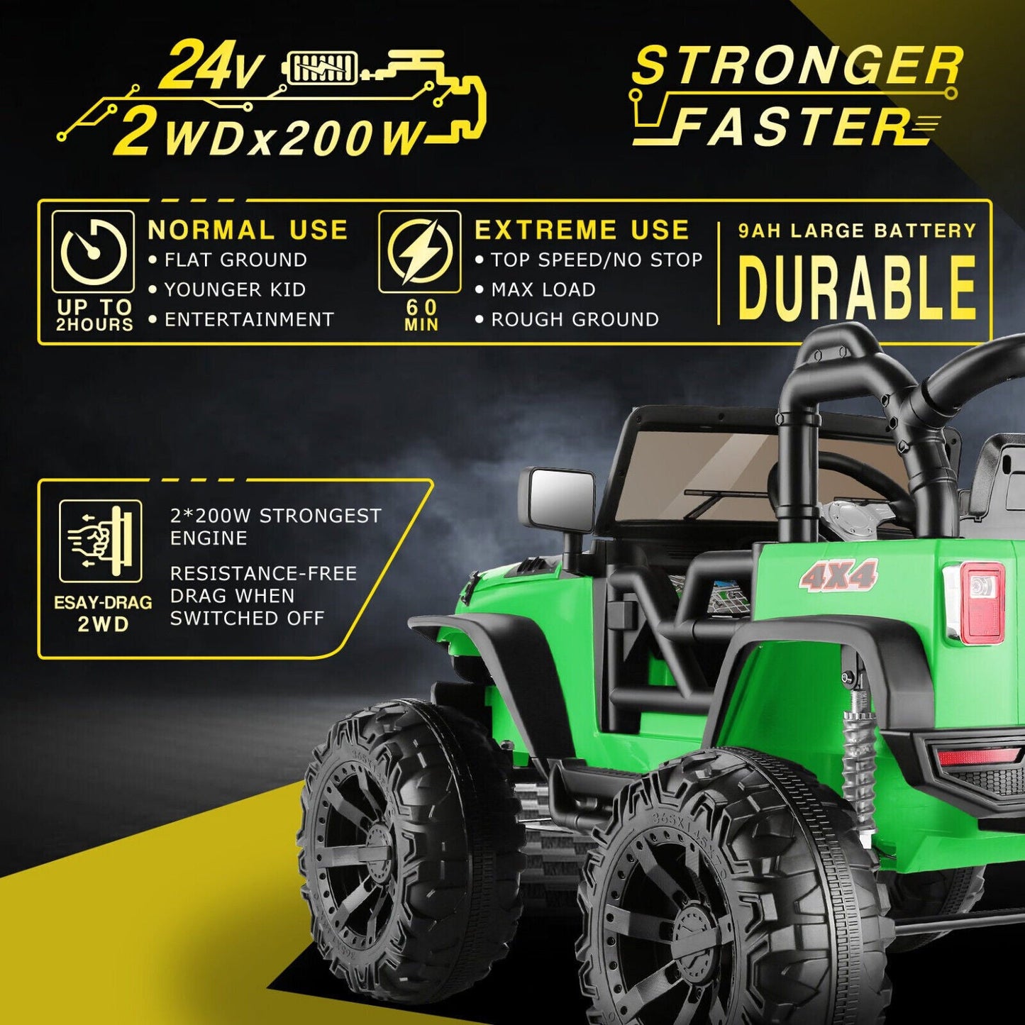 2-Seater 24V Electric Ride-On Truck for Kids with Bluetooth and Remote Control - 400W