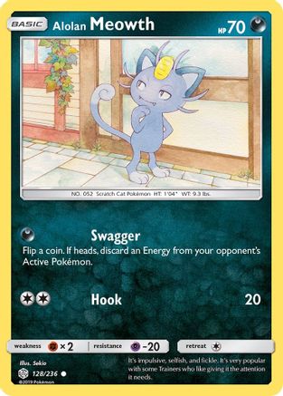 Alolan Meowth 128/236 - SM  Cosmic Eclipse Reverse Holofoil