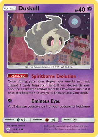 Duskull 083/236 - SM  Cosmic Eclipse Reverse Holofoil