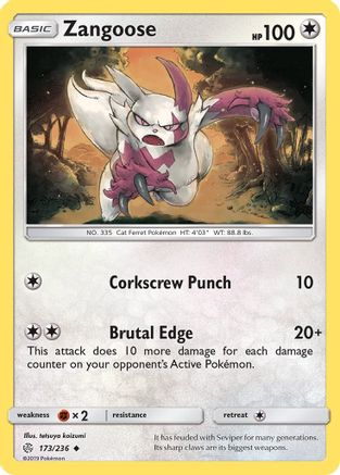 Zangoose 173/236 - SM  Cosmic Eclipse Reverse Holofoil