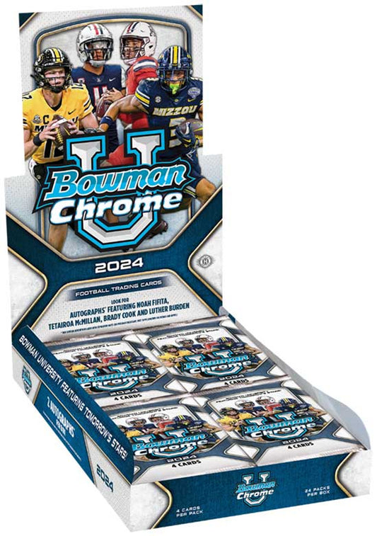 Topps Bowman University Chrome Football 2024 Hobby Breaker Box Sealed 24 Packs (11/27/2024)