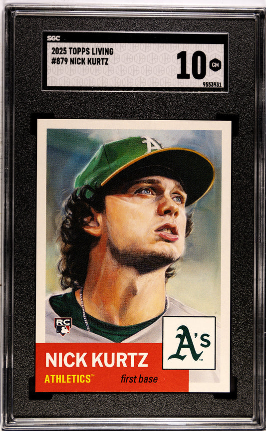 Graded 2025 Topps Living Nick Kurtz #879 Rookie RC Baseball Card SGC 10 Gem Mint