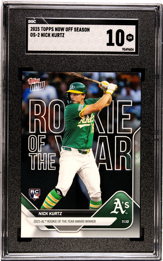 Graded 2025 Topps Now Nick Kurtz #OS2 Offseason Rookie RC Baseball Card SGC 10 Gem Mint