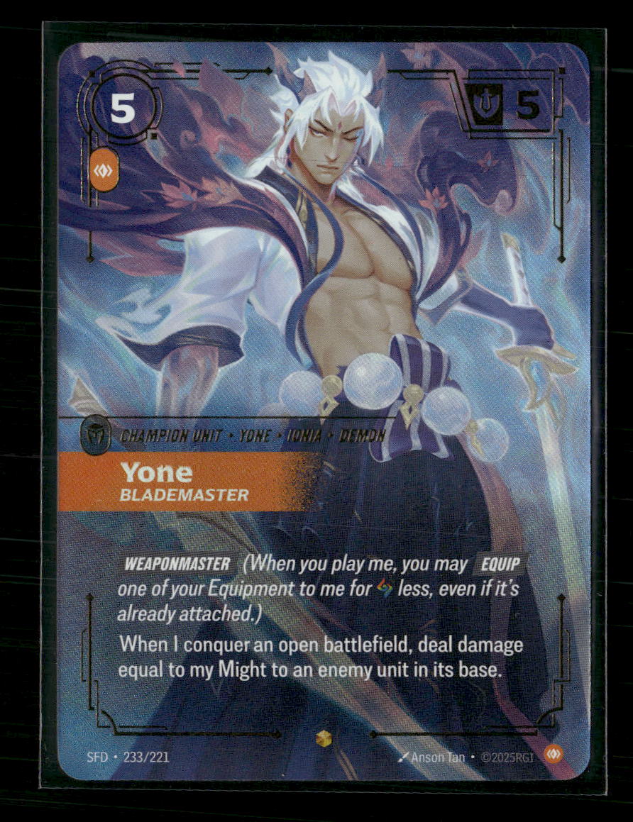 Yone, Blademaster #233/221 Holofoil Showcase - Riftbound Spiritforged - Golden Apple Comics