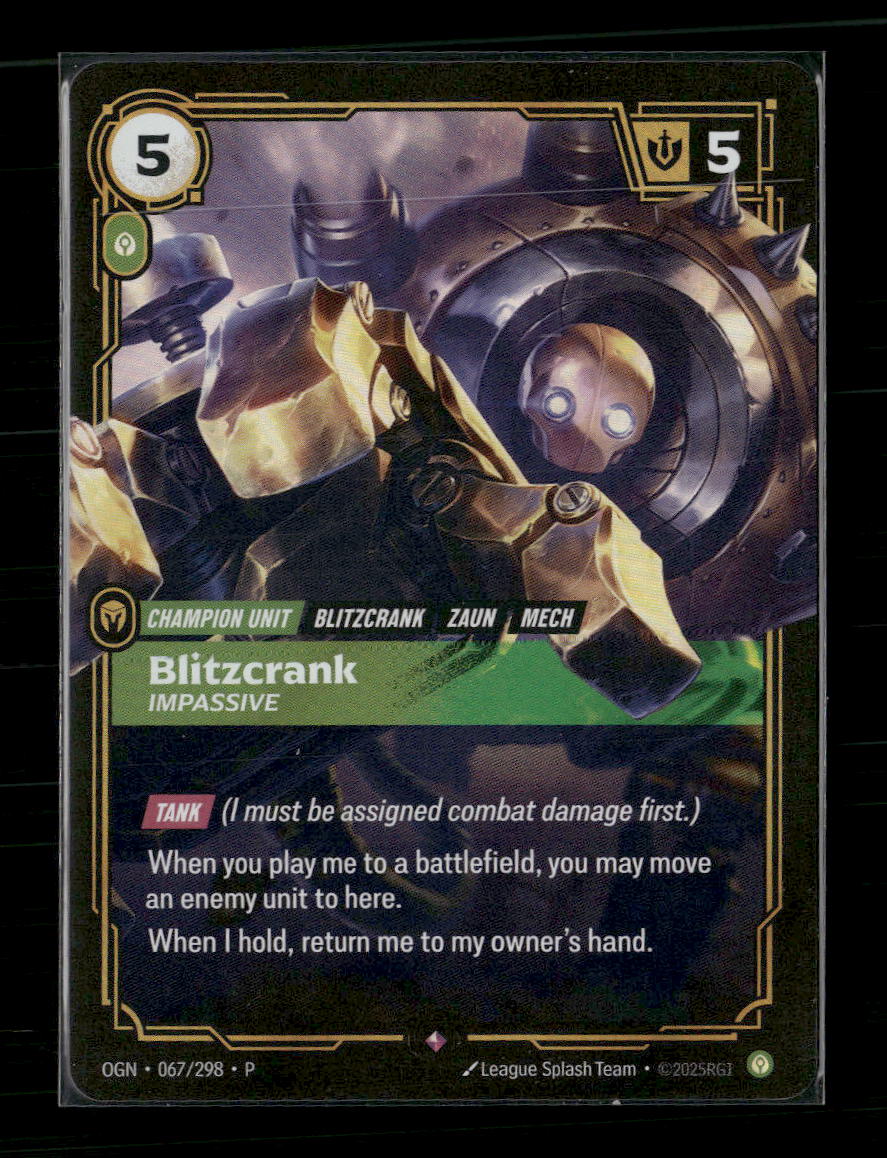 Blitzcrank - Impassive #067/298 - Riftbound Organized Play Promotional Cards - Golden Apple Comics
