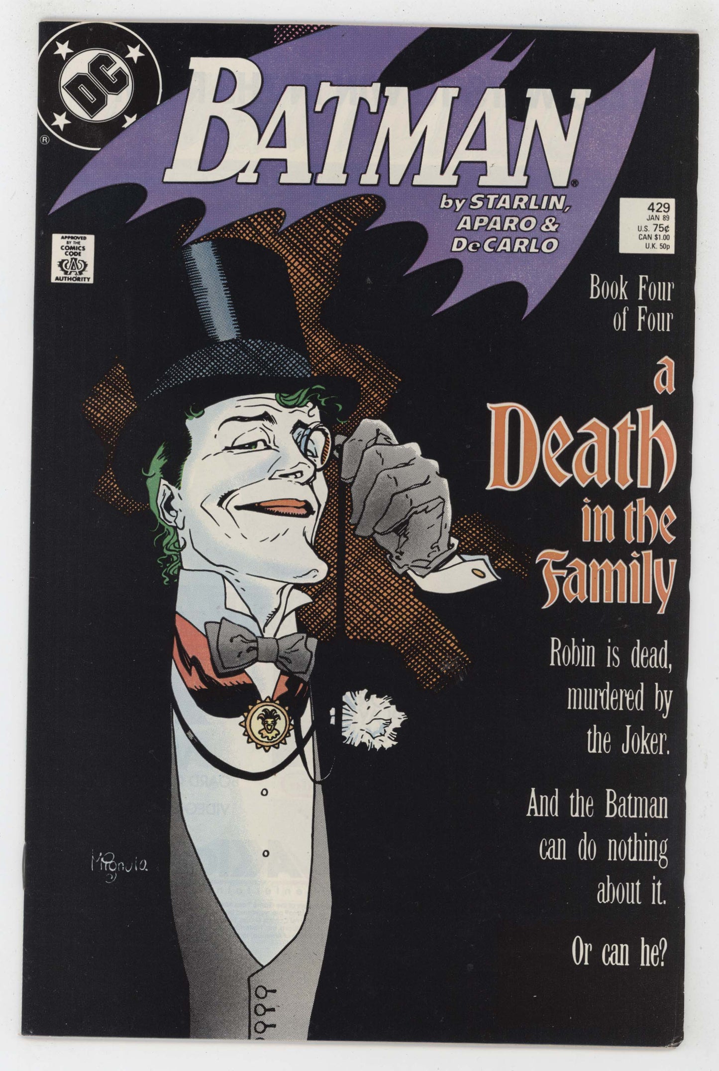 Batman 429 DC 1989 NM- 9.2 Mike Mignola A Death In The Family 3 Joker