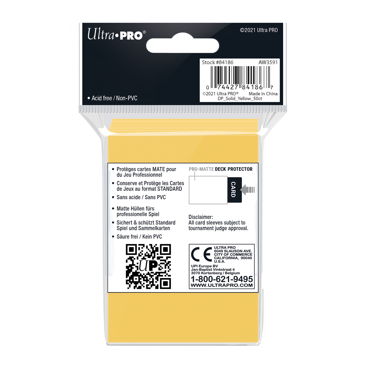 Ultra PRO: Standard 50ct Sleeves - PRO-Matte (Yellow)