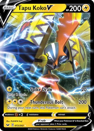 Tapu Koko V 072/202 - SWSH01 Sword & Shield Base Set Holofoil