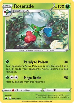 Roserade 004/202 - SWSH01 Sword & Shield Base Set Reverse Holofoil