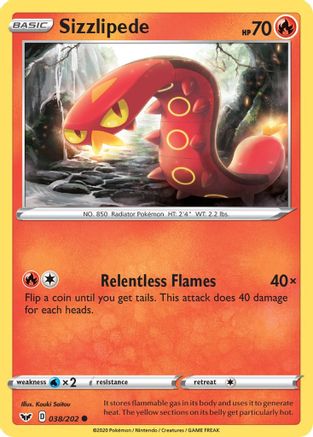 Sizzlipede () 038/202 - SWSH01 Sword & Shield Base Set Reverse Holofoil